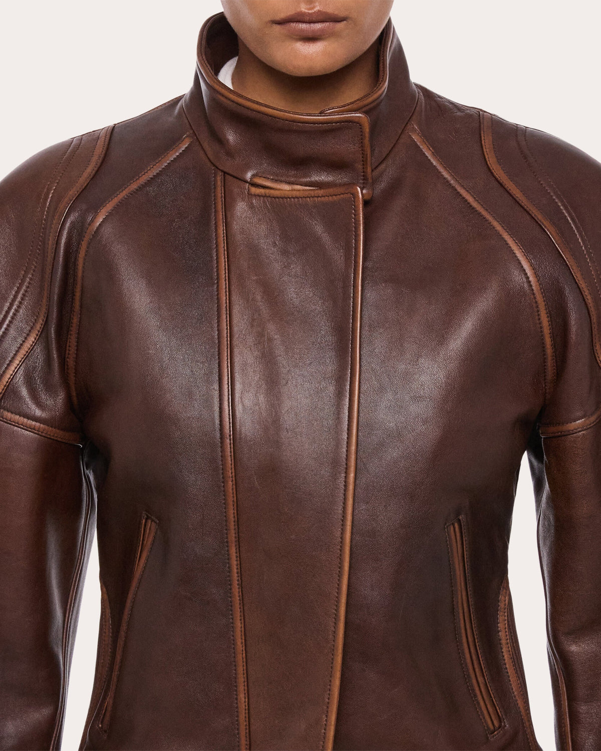 Leather Cropped Saddle Jacket