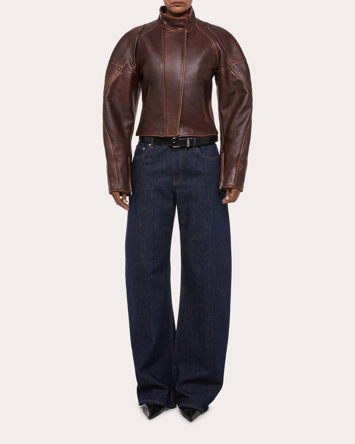 Leather Cropped Saddle Jacket