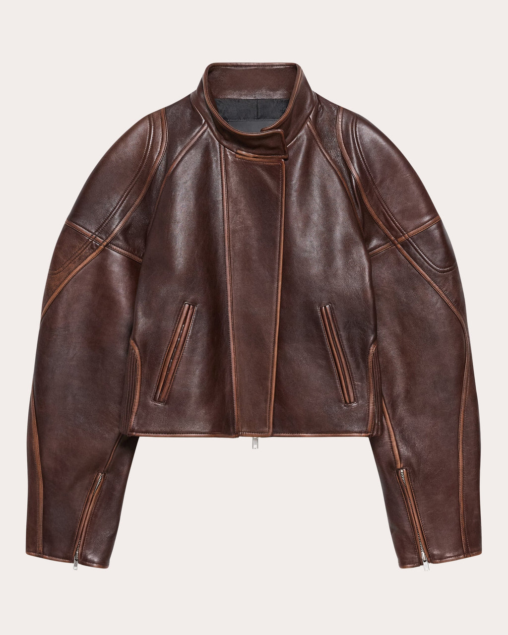 Leather Cropped Saddle Jacket
