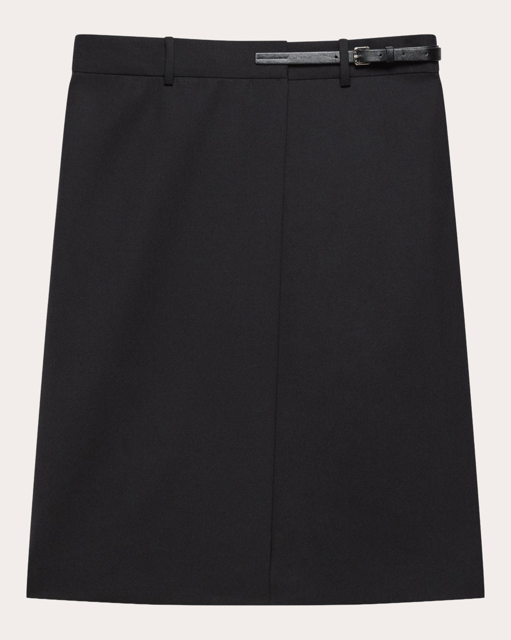 Wool Gabardine Wardrobe Belted Skirt