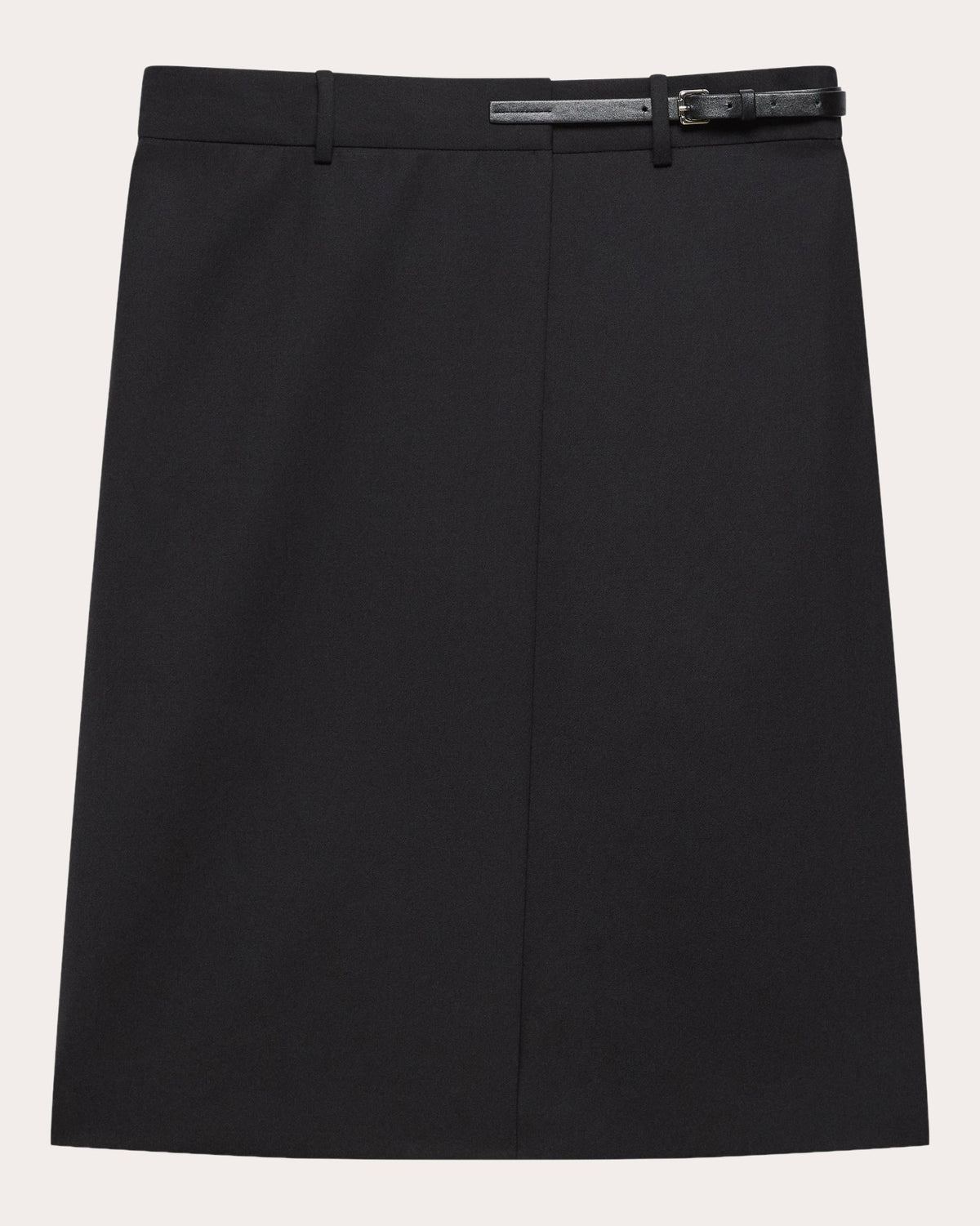 Wool Gabardine Wardrobe Belted Skirt