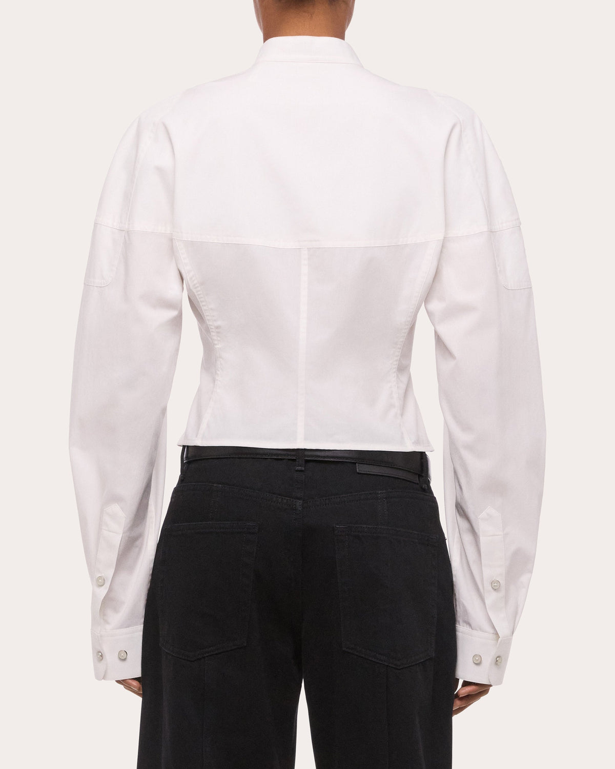 Cotton Poplin Cropped Saddle Shirt