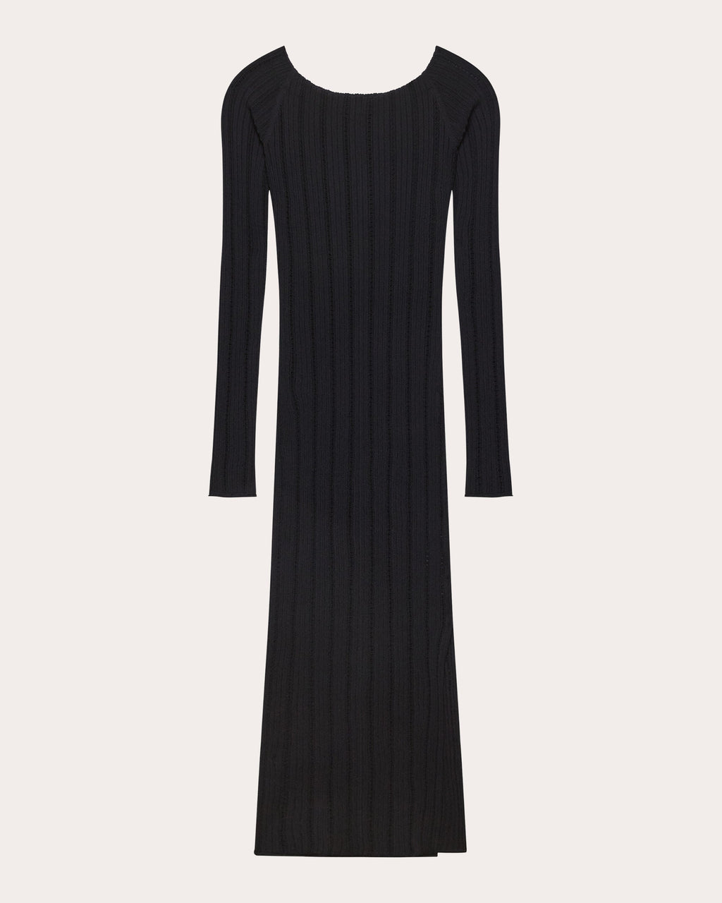 Wide Rib Knit Boatneck Midi Dress