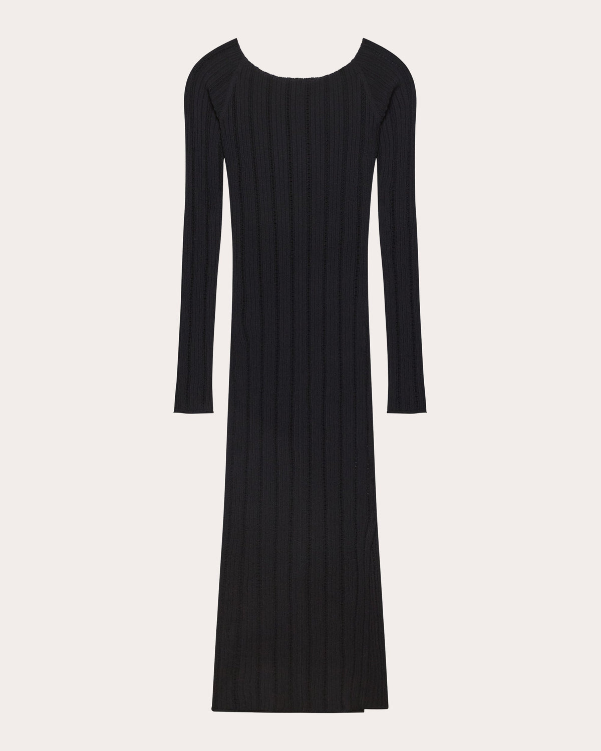 Wide Rib Knit Boatneck Midi Dress
