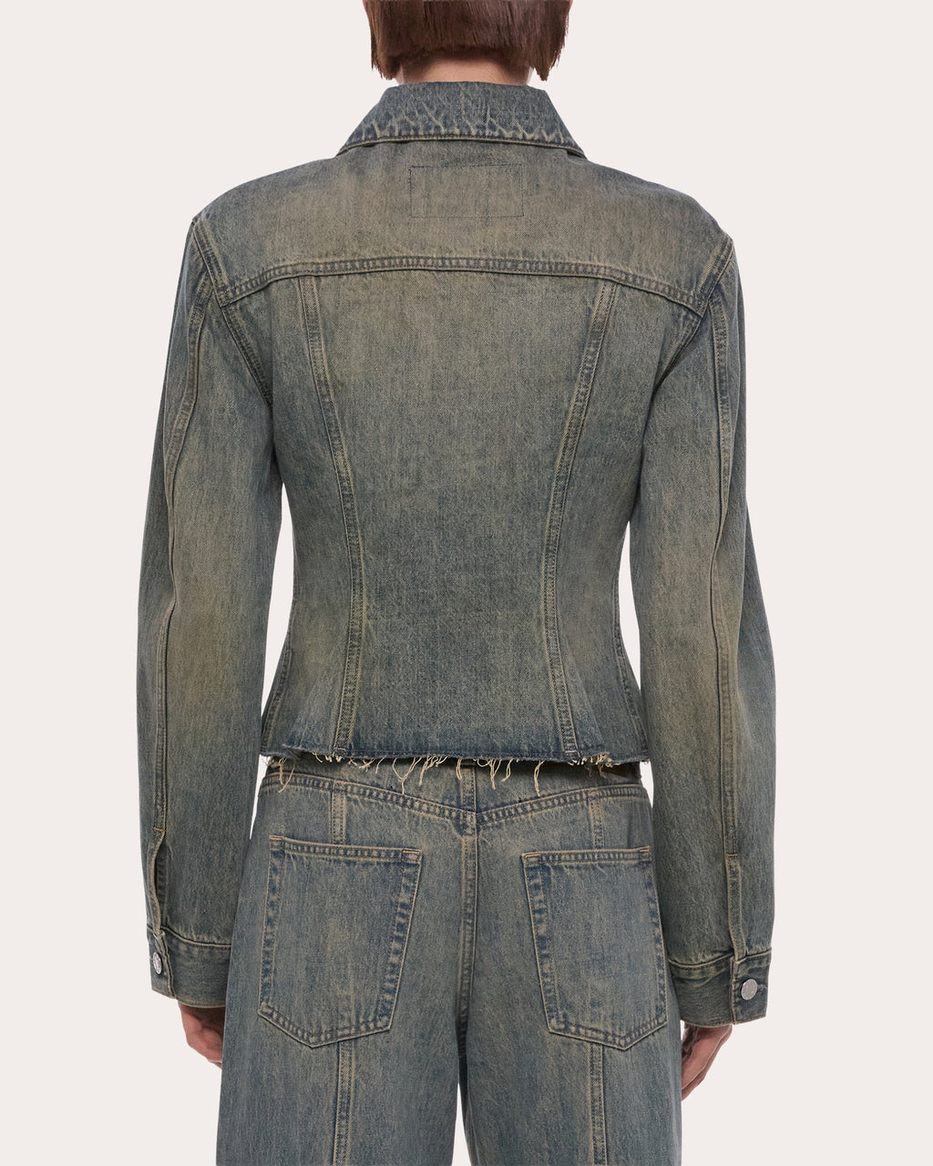 Raw-Hem Denim Trucker Jacket