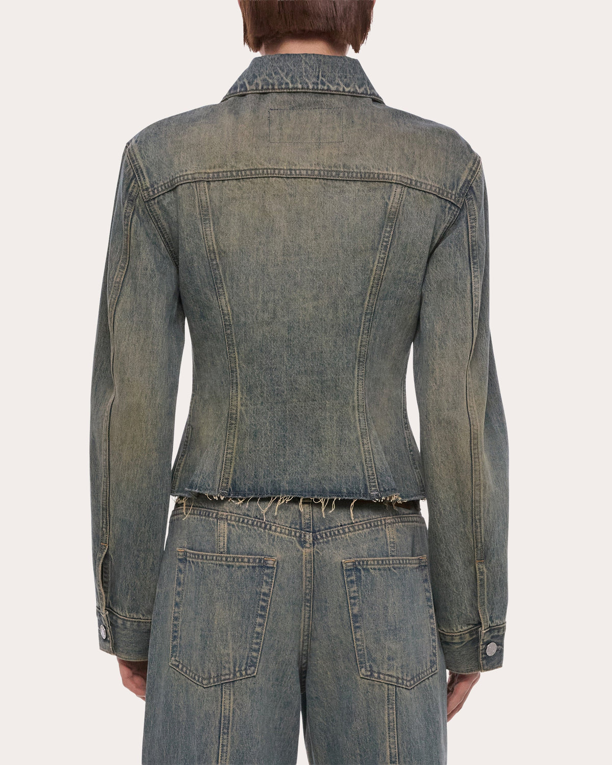 Raw-Hem Denim Trucker Jacket