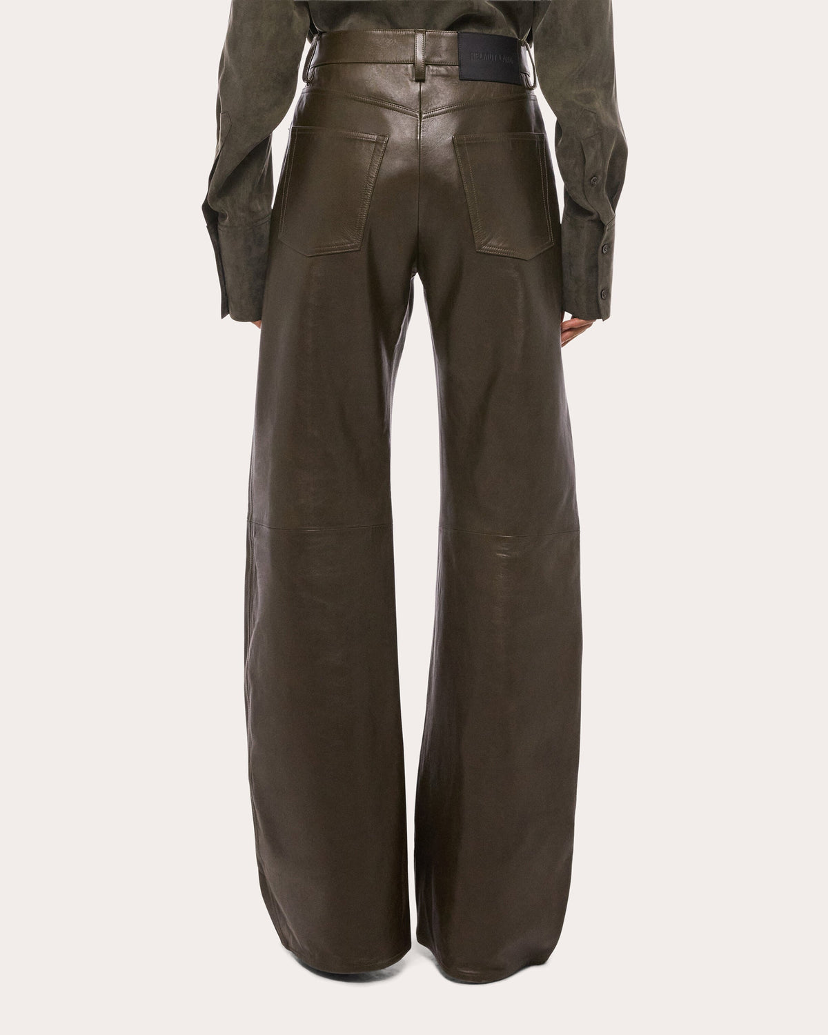 Bonded Leather Relaxed Bootcut Jeans