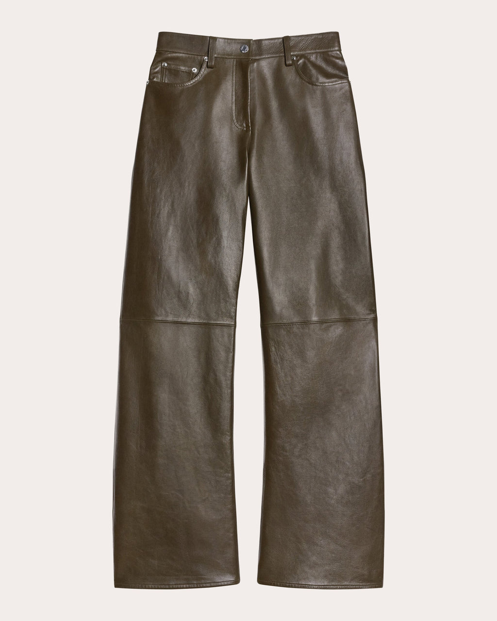 Bonded Leather Relaxed Bootcut Jeans