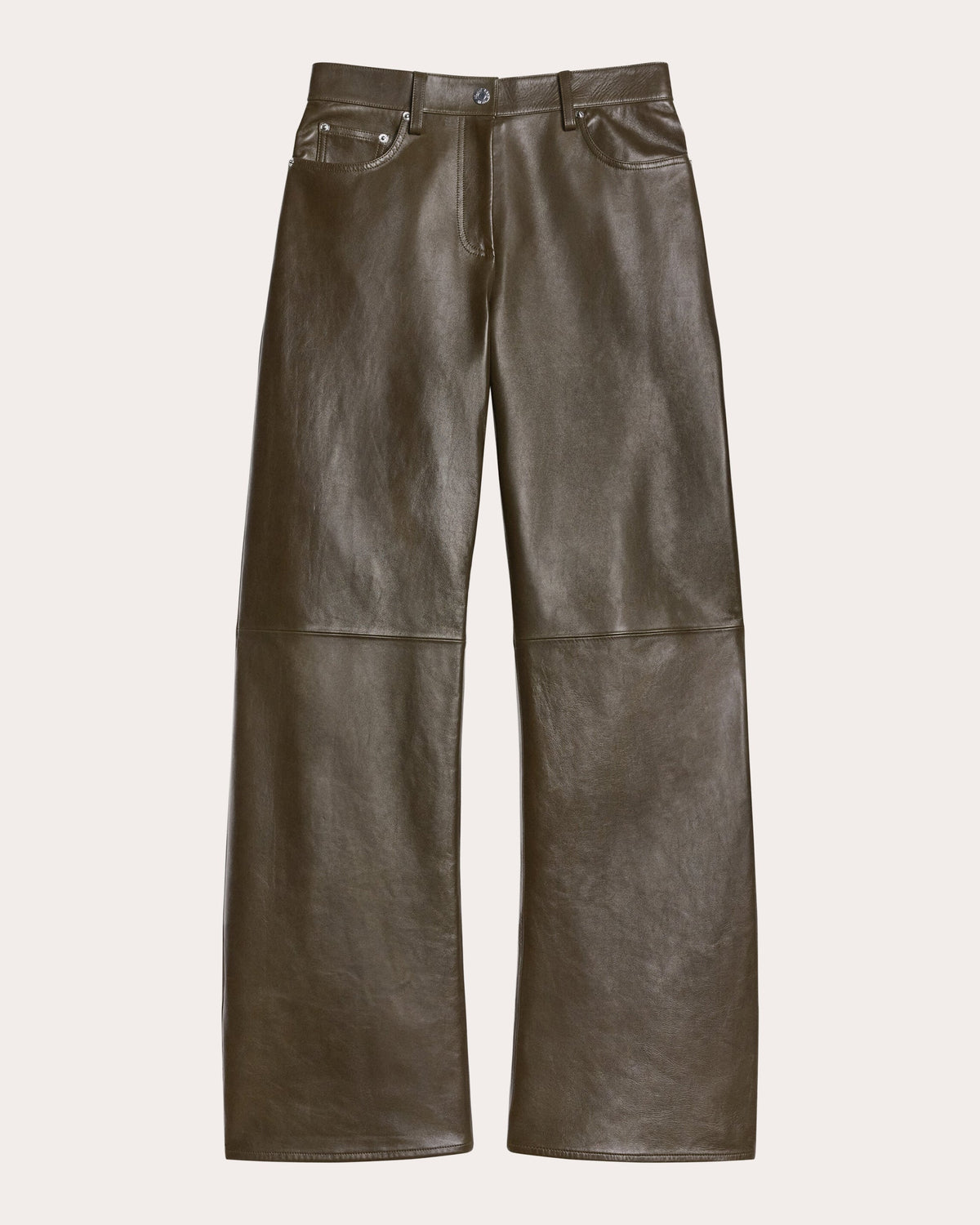 Bonded Leather Relaxed Bootcut Jeans