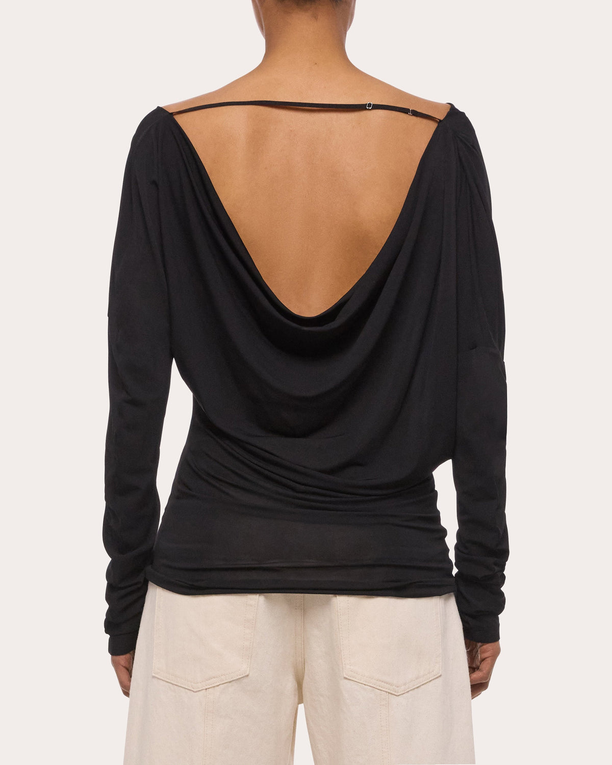Jersey Long-Sleeve Cowl Neck Top