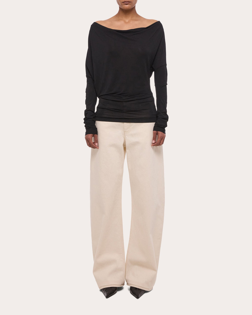 Jersey Long-Sleeve Cowl Neck Top