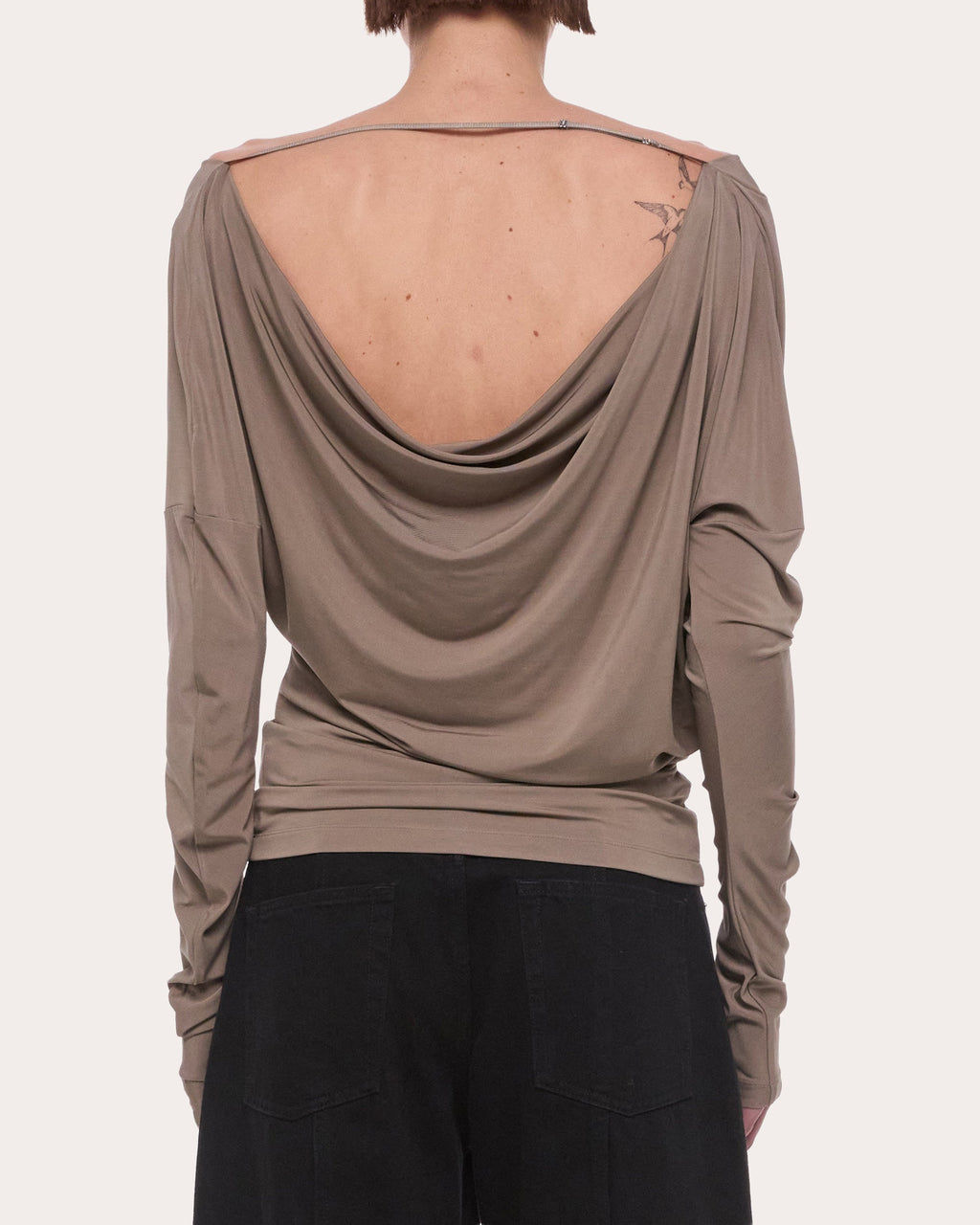 Jersey Long-Sleeve Cowl Neck Top