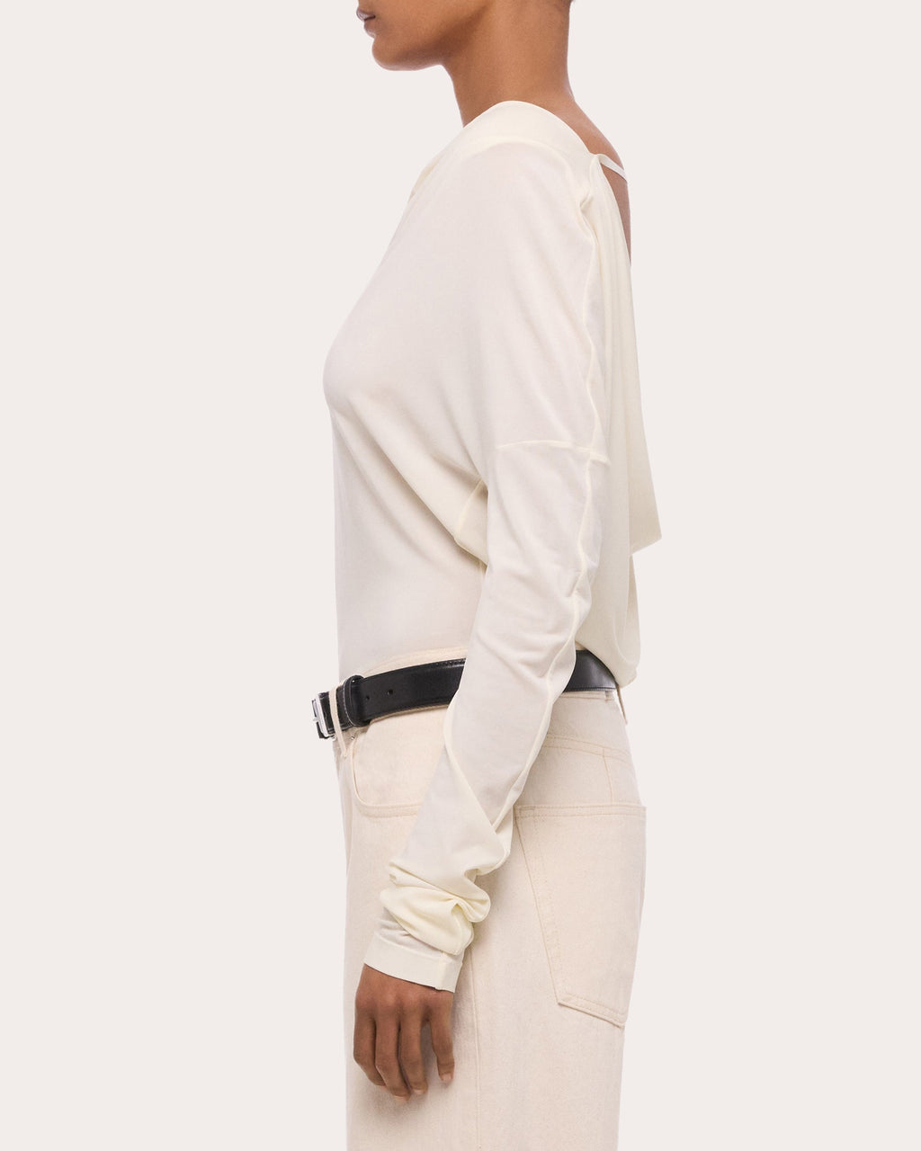 Jersey Long-Sleeve Cowl Neck Top
