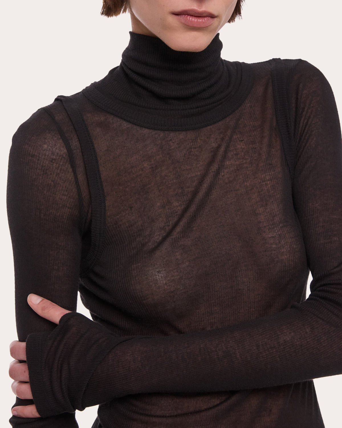 Sheer Layered Turtleneck
