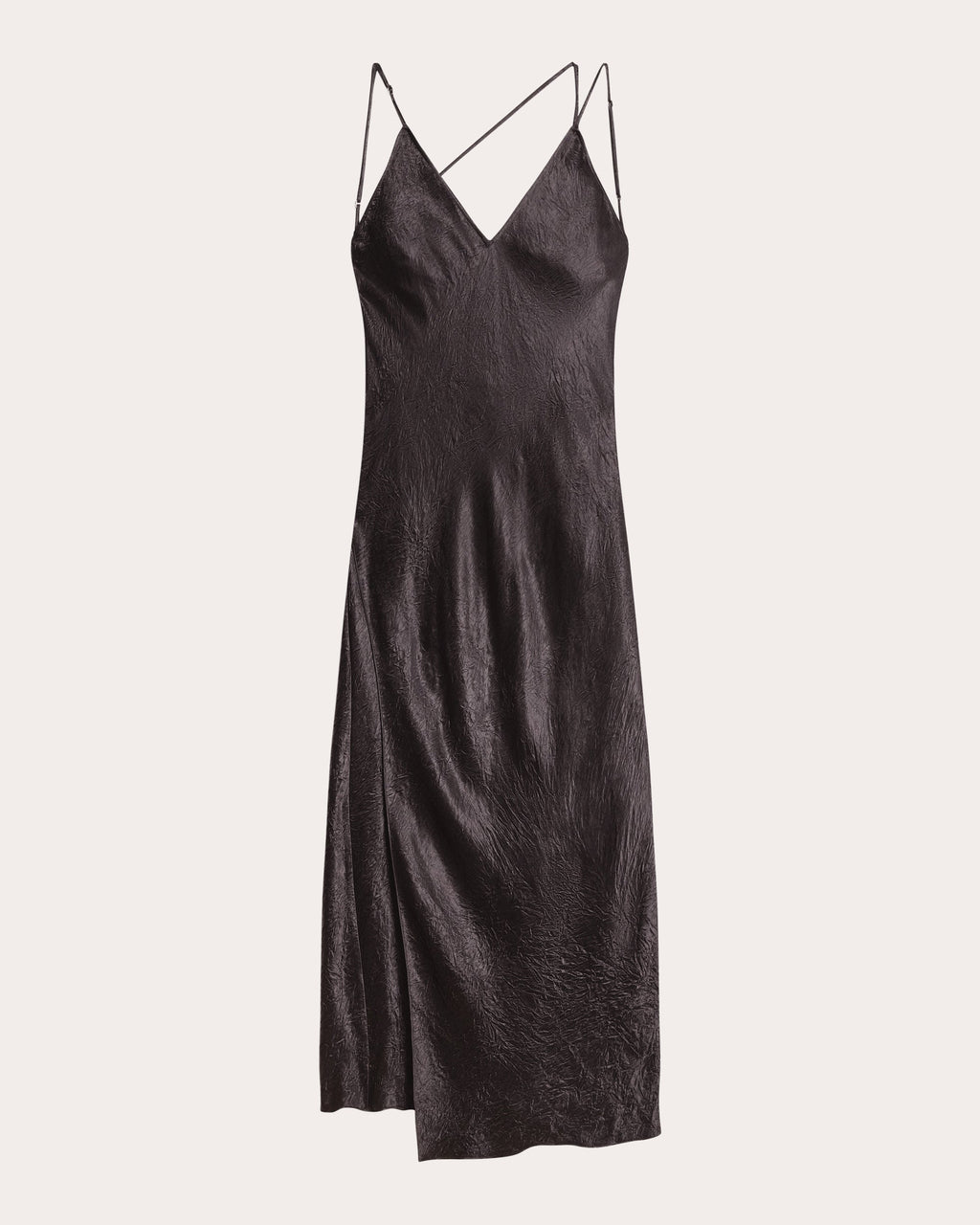 Crinkled Asymmetric Slip Dress