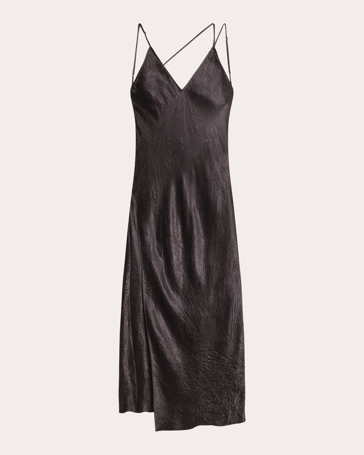 Crinkled Asymmetric Slip Dress