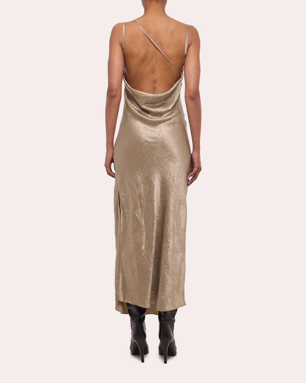 Crinkled Asymmetric Slip Dress