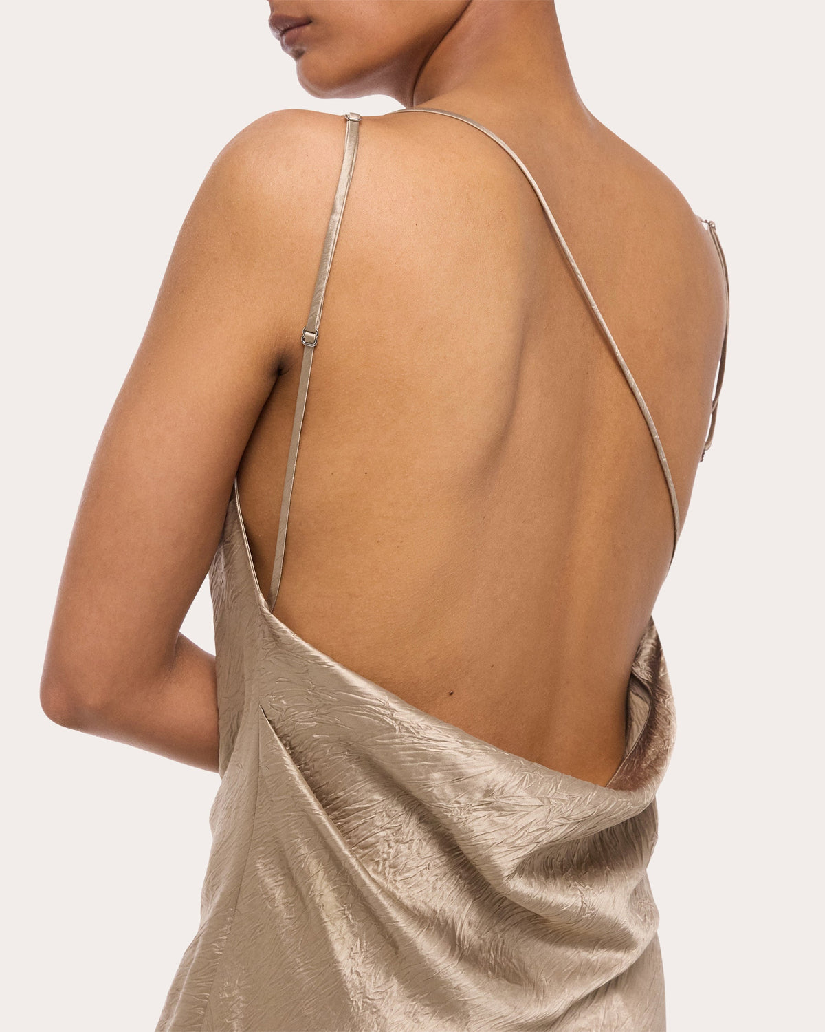 Crinkled Asymmetric Slip Dress
