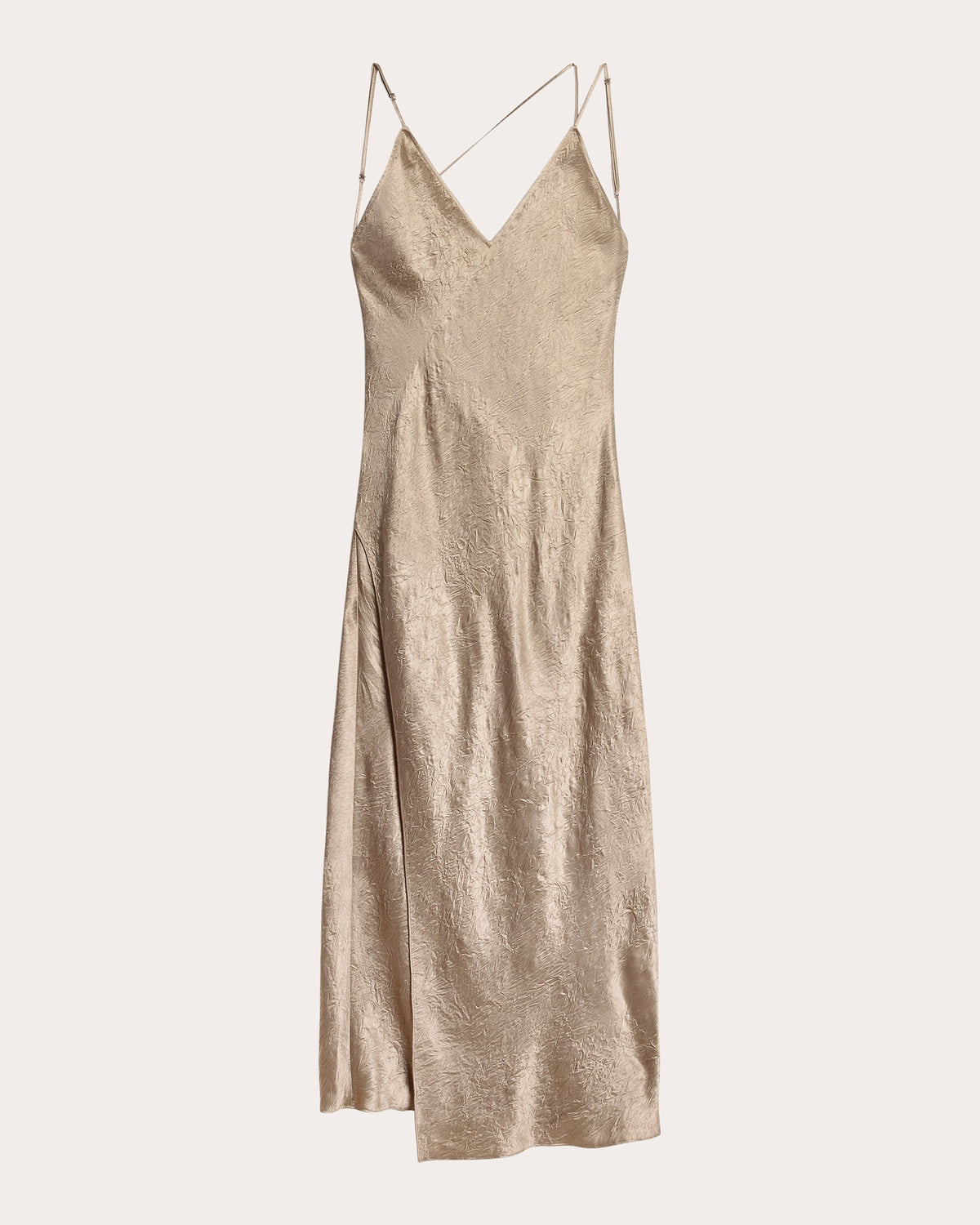Crinkled Asymmetric Slip Dress