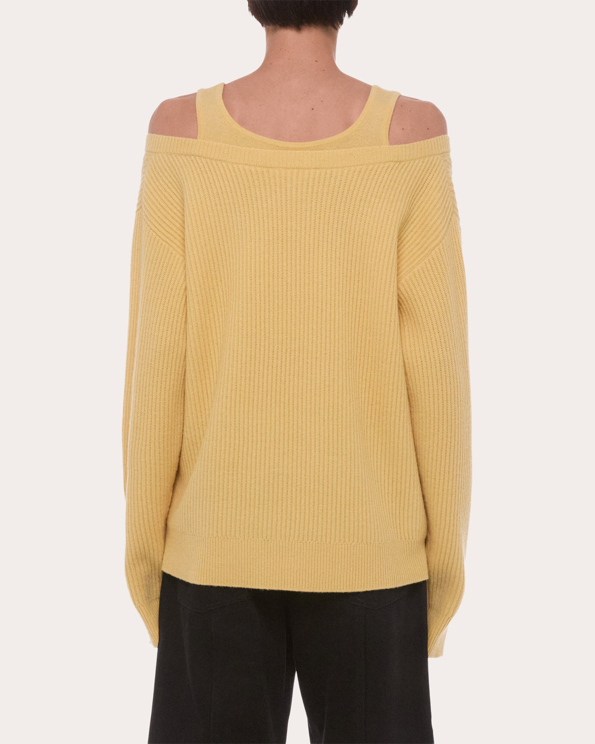 Ribbed Wool Layered V-Neck Sweater