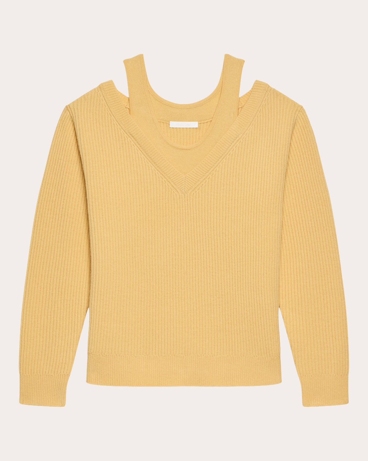 Ribbed Wool Layered V-Neck Sweater
