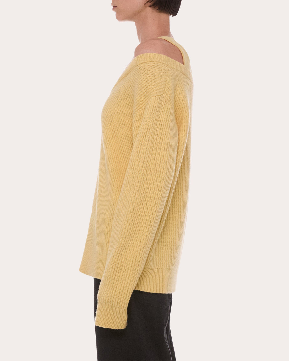 Ribbed Wool Layered V-Neck Sweater