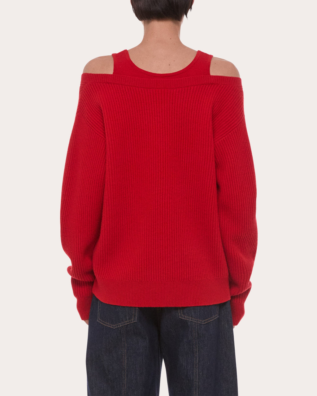 Ribbed Wool Layered V-Neck Sweater
