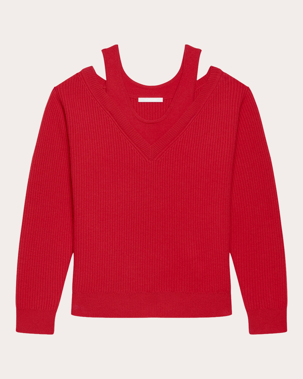 Ribbed Wool Layered V-Neck Sweater