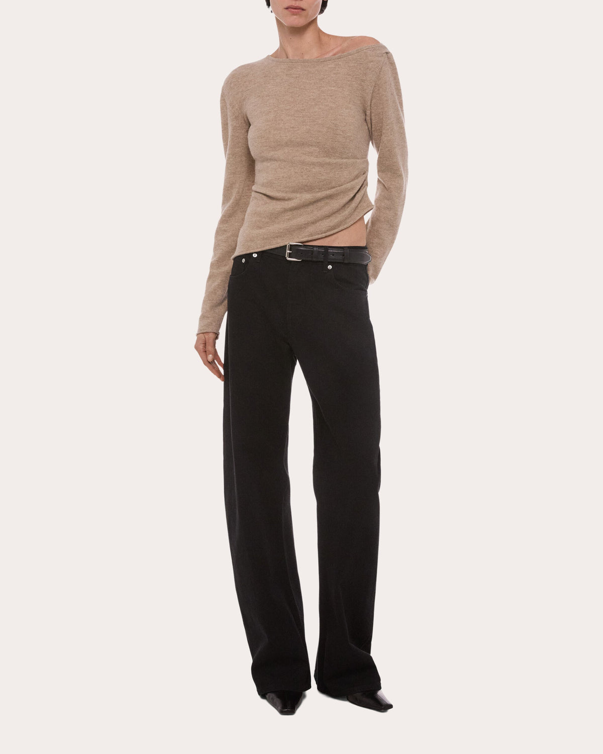 Wool Asymmetric Drape Top