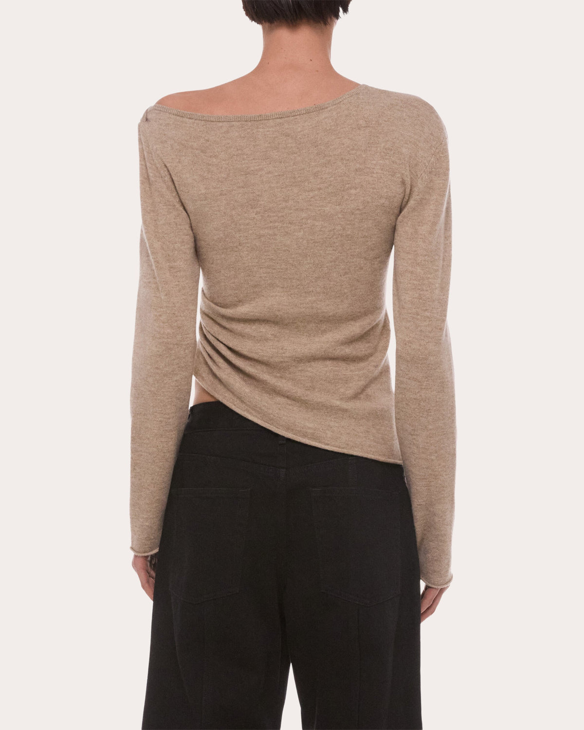Wool Asymmetric Drape Top