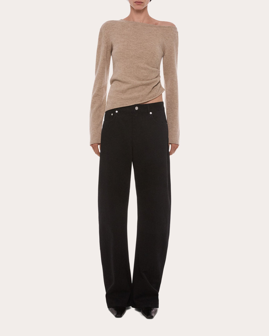 Wool Asymmetric Drape Top