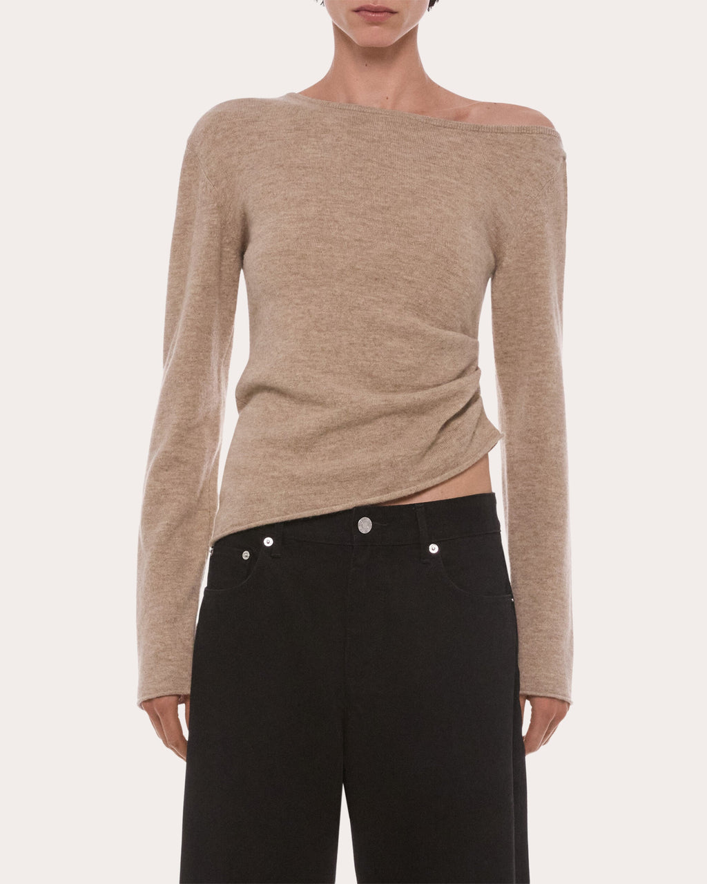 Wool Asymmetric Drape Top