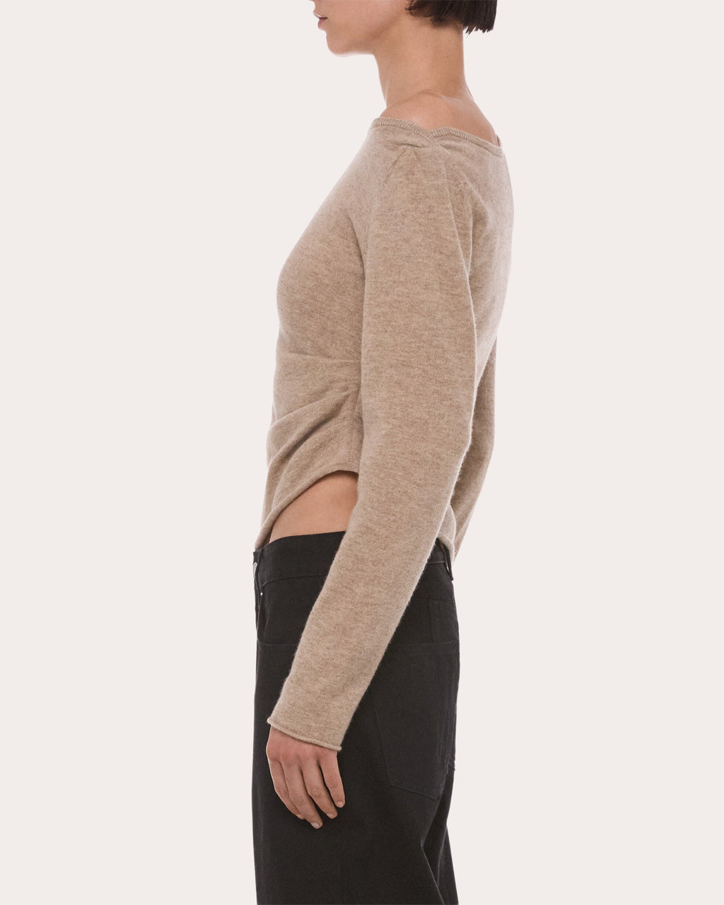 Wool Asymmetric Drape Top