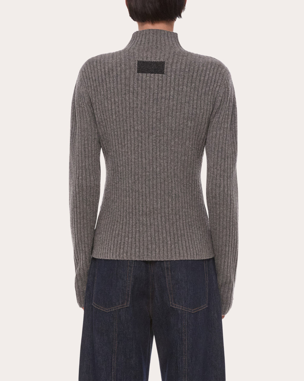 Ribbed Wool Mock Neck Sweater