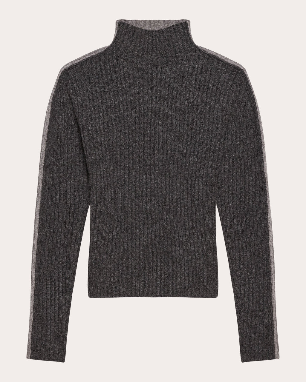 Ribbed Wool Mock Neck Sweater