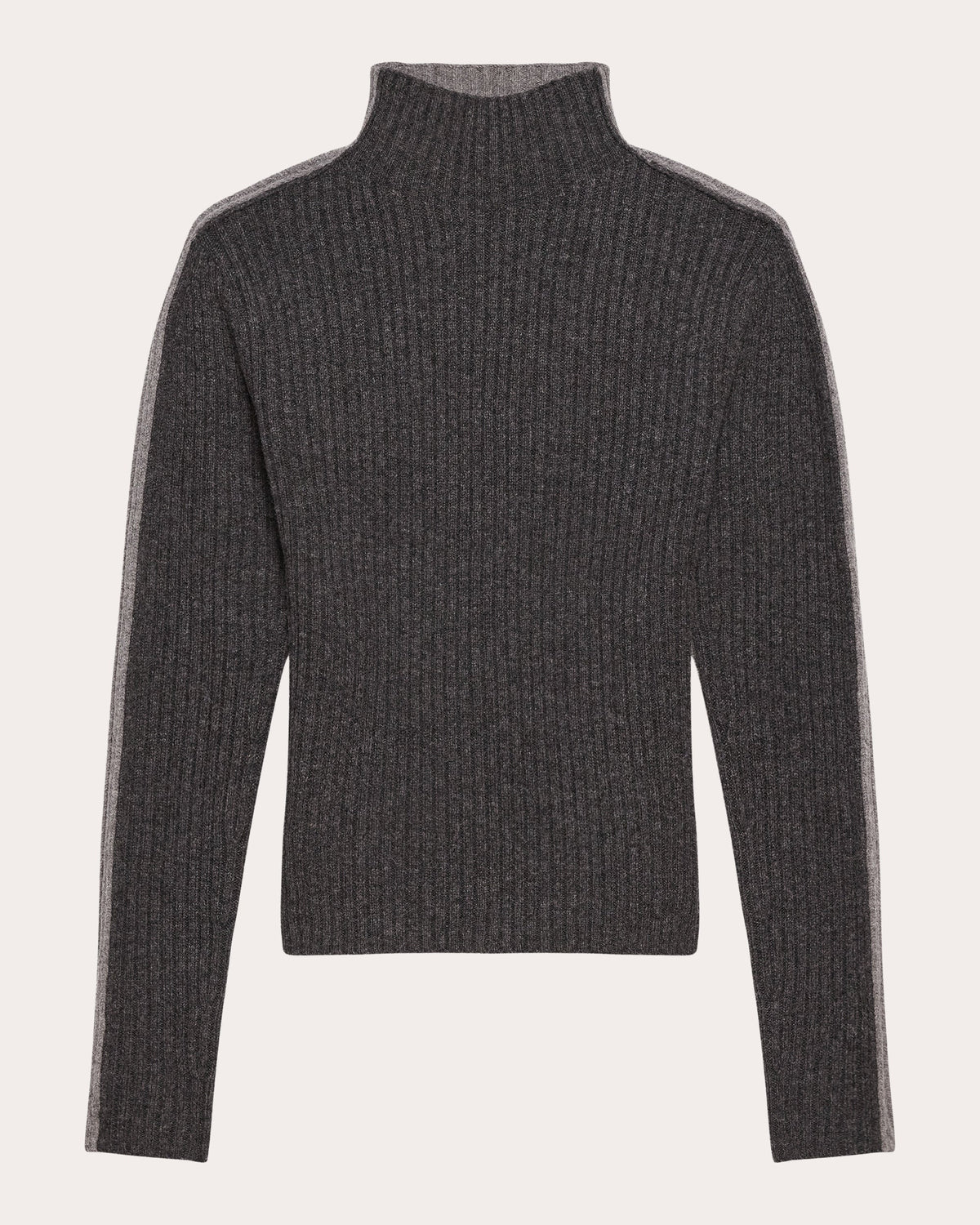 Ribbed Wool Mock Neck Sweater