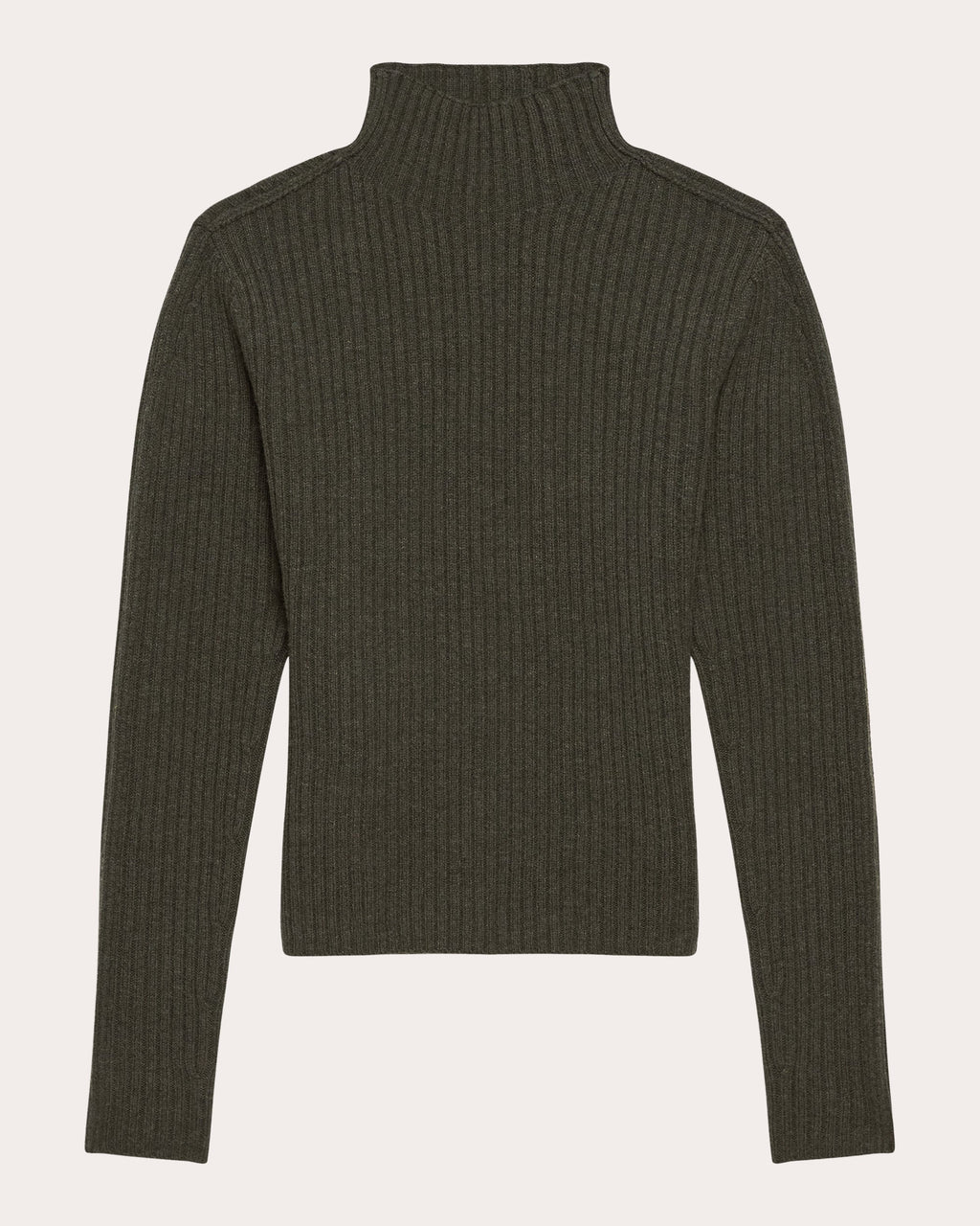 Ribbed Wool Mock Neck Sweater