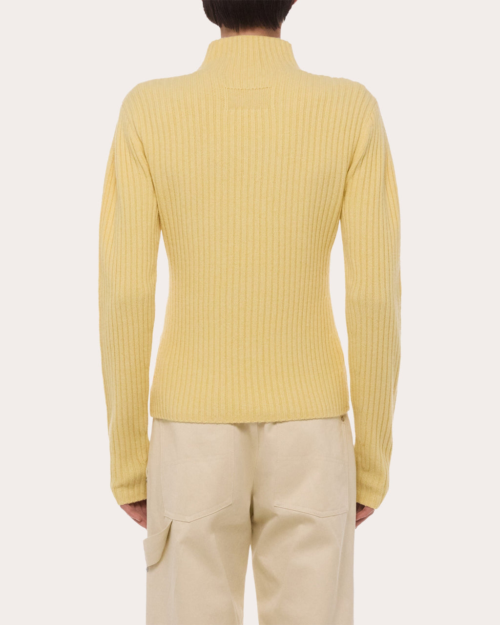 Ribbed Wool Mock Neck Sweater