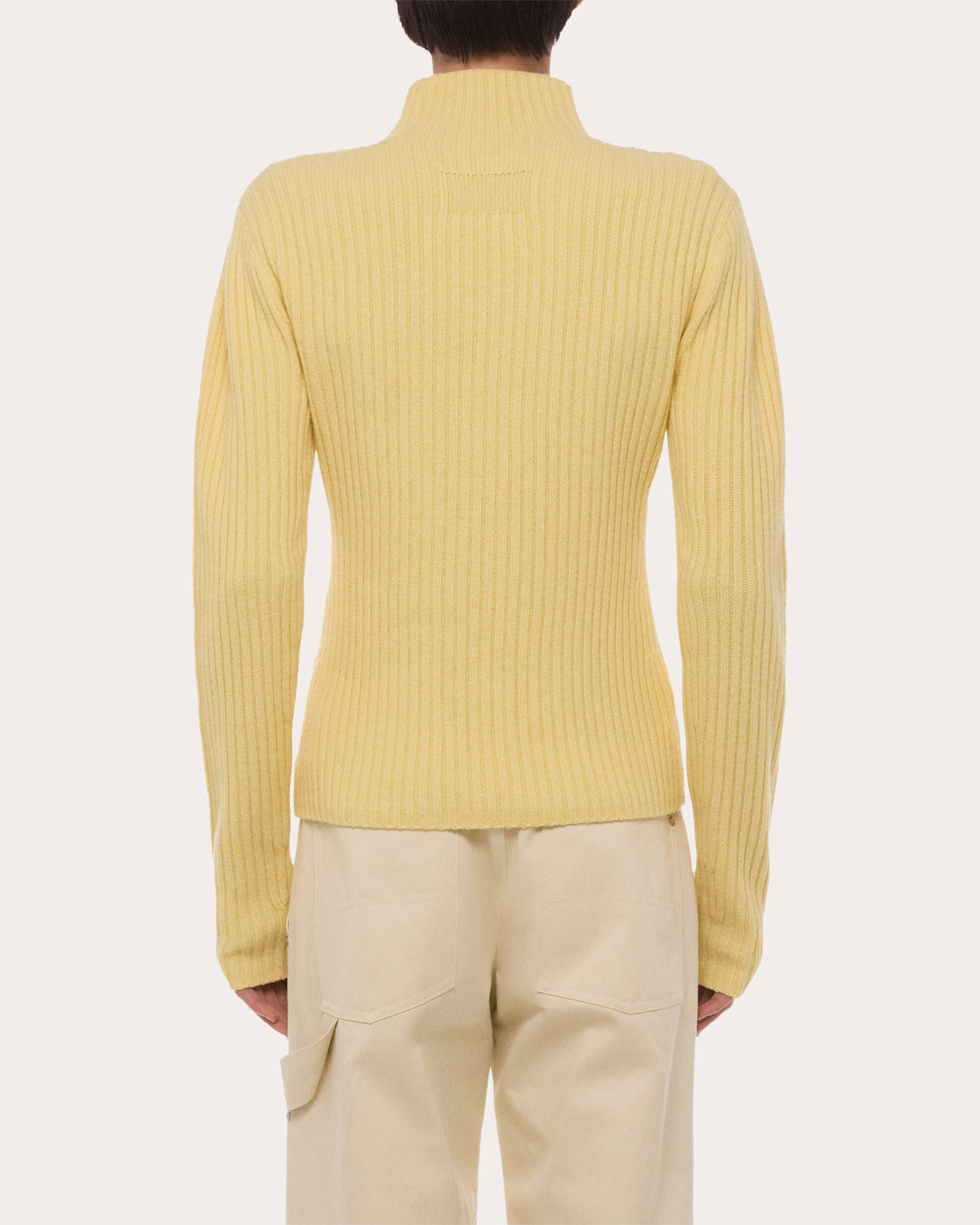 Ribbed Wool Mock Neck Sweater
