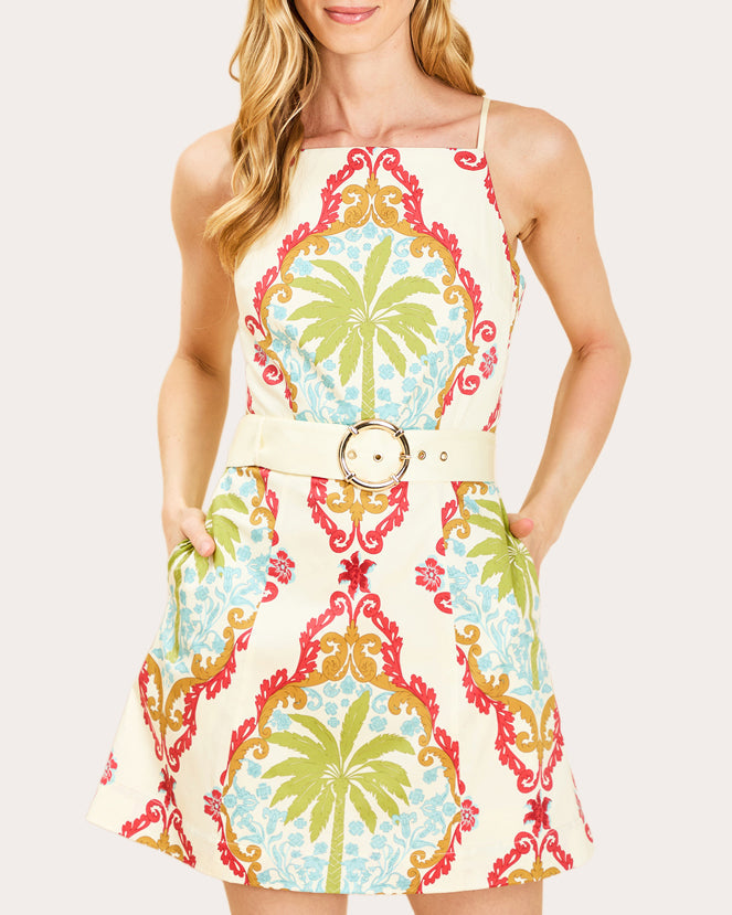 Havana Poplin Belted Mini Dress