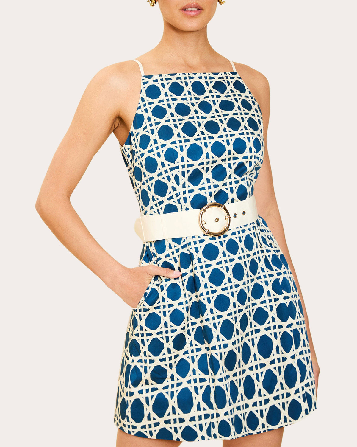 Havana Poplin Belted Mini Dress