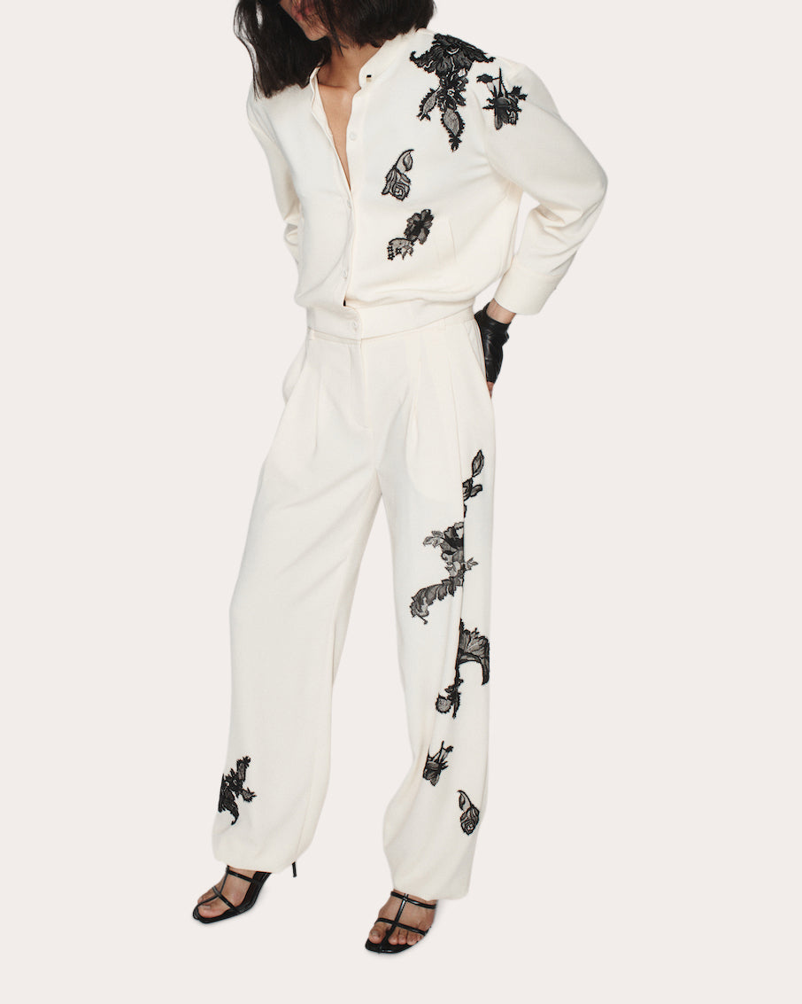 Clifton Lace Crepe Cinched Trousers