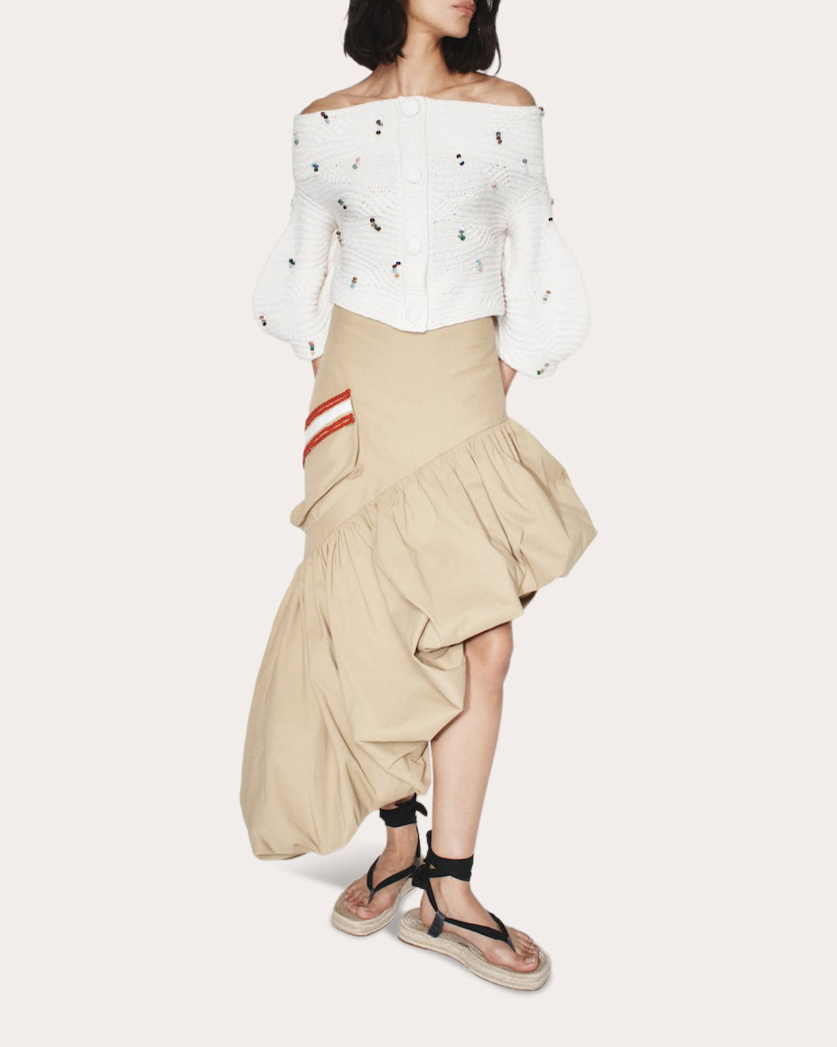 Ren Asymmetric Bubble-Hem Skirt