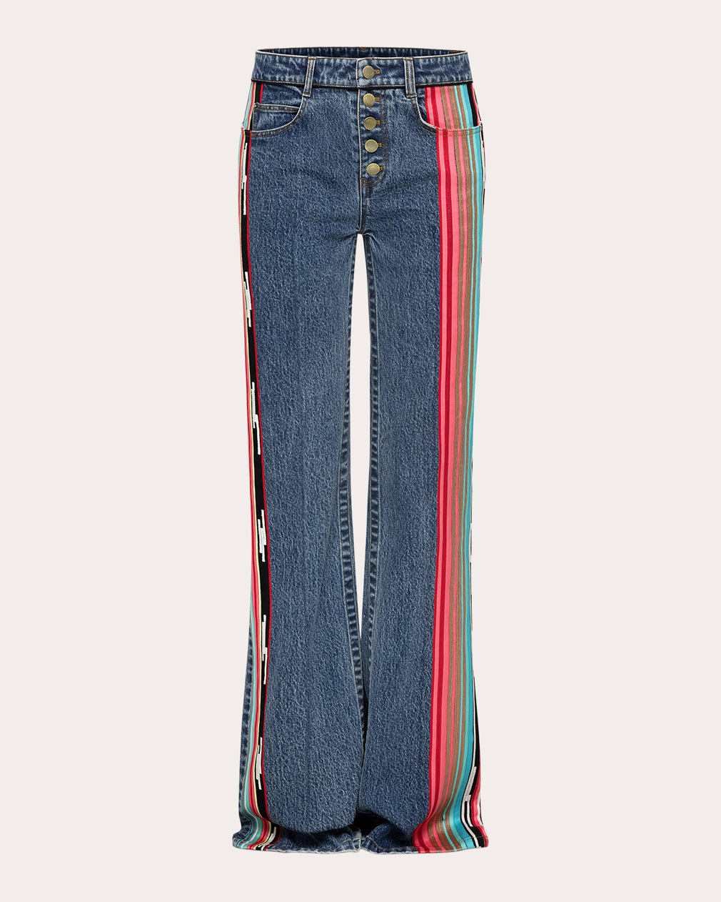 Omar Multicolor Grosgrain Straight-Leg Jeans