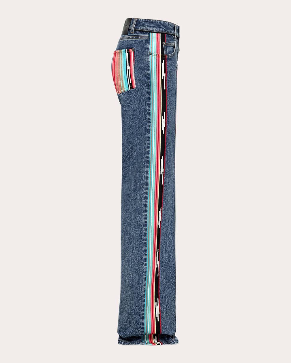 Omar Multicolor Grosgrain Straight-Leg Jeans