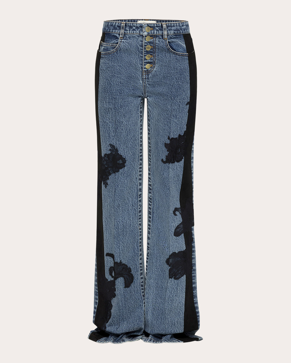 Zion Embroidered Lace Straight-Leg Jeans