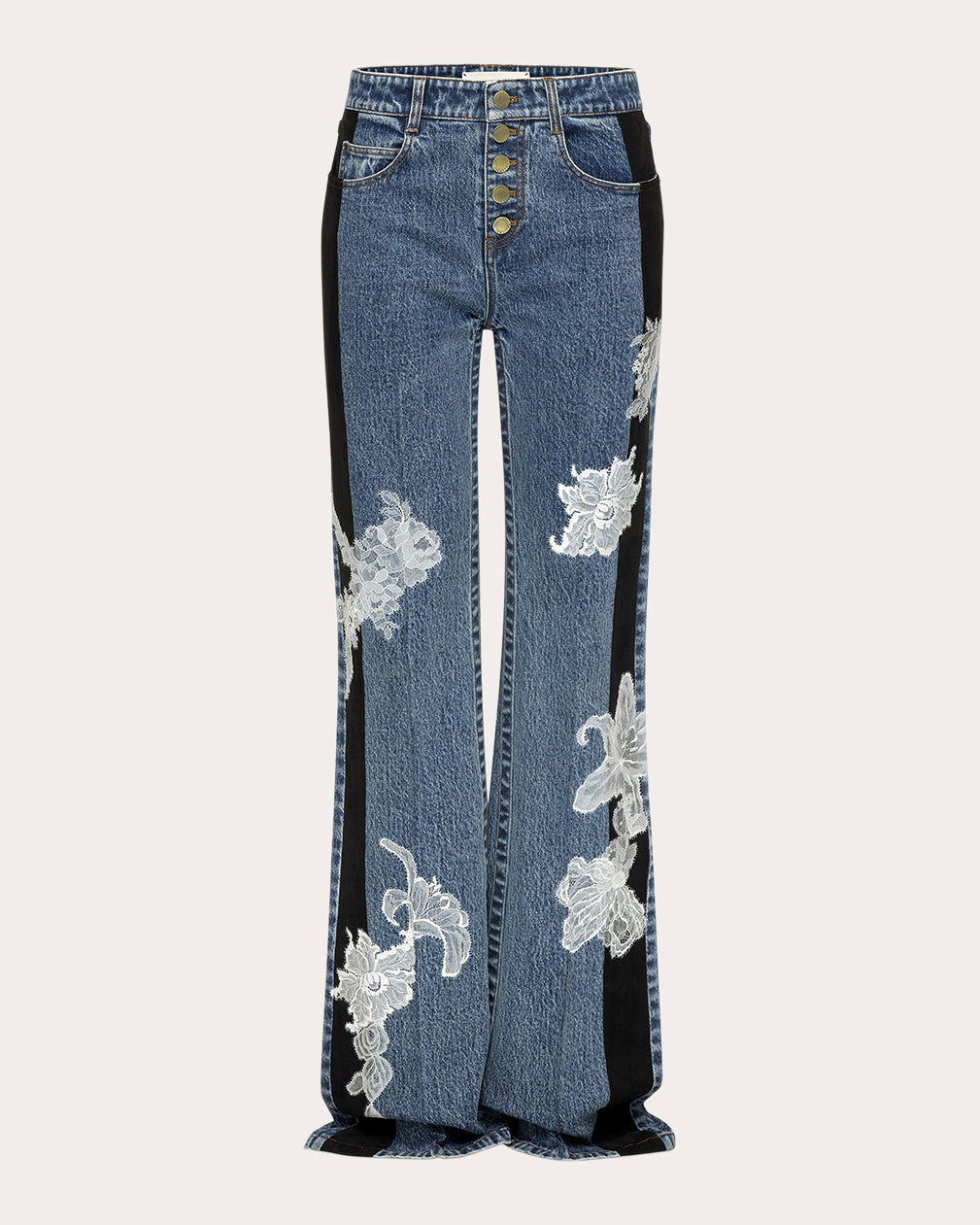 Zion Embroidered Lace Straight-Leg Jeans