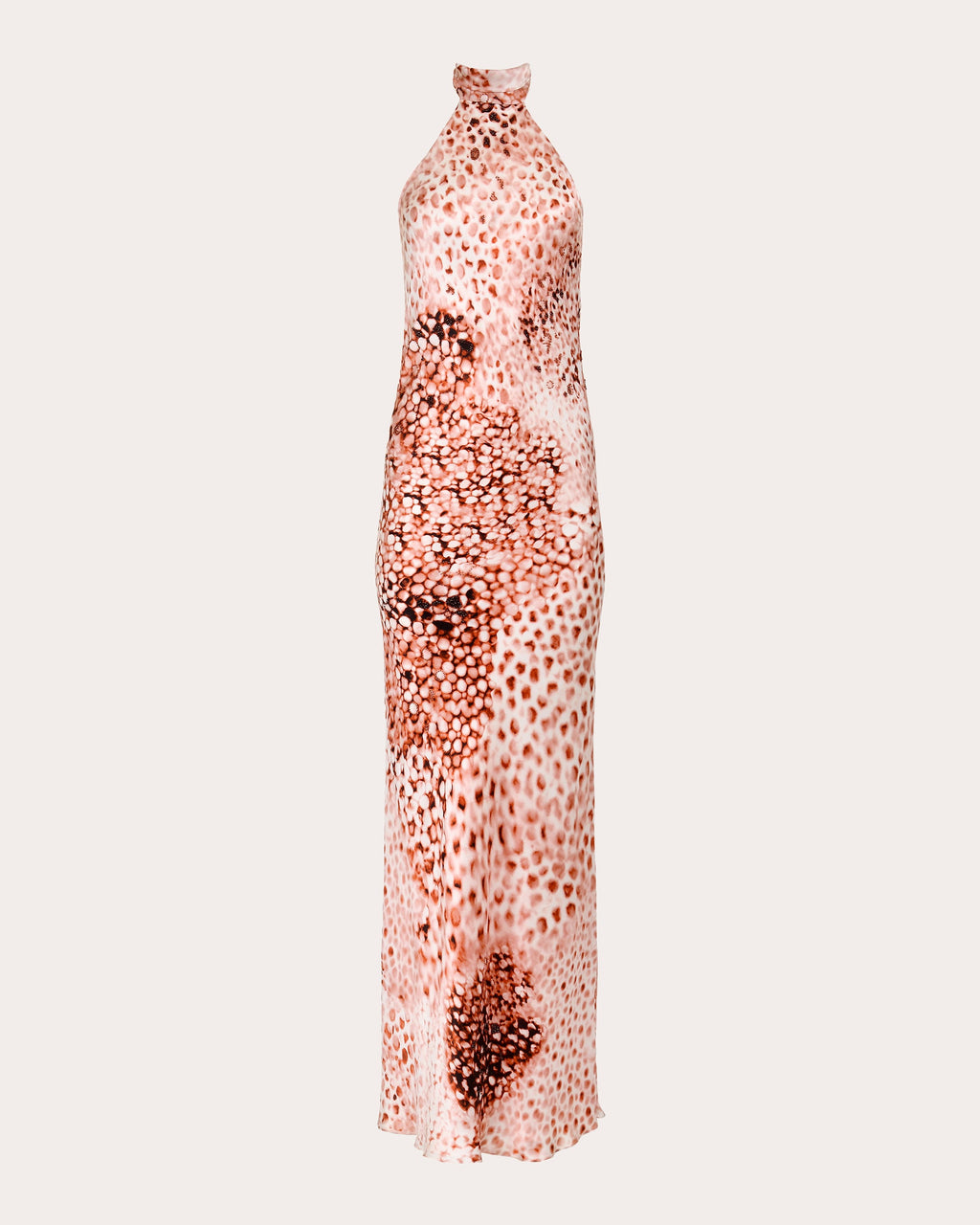 Hera Rose Printed Silk Halter Gown