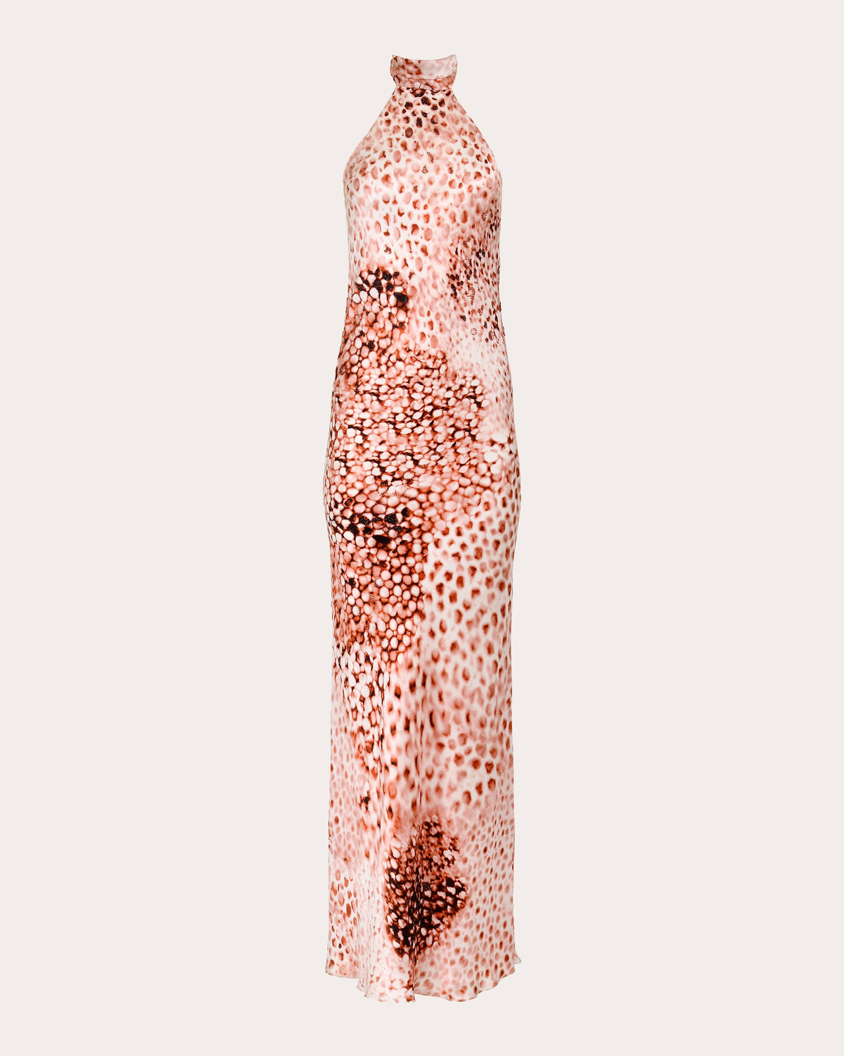 Hera Rose Printed Silk Halter Gown
