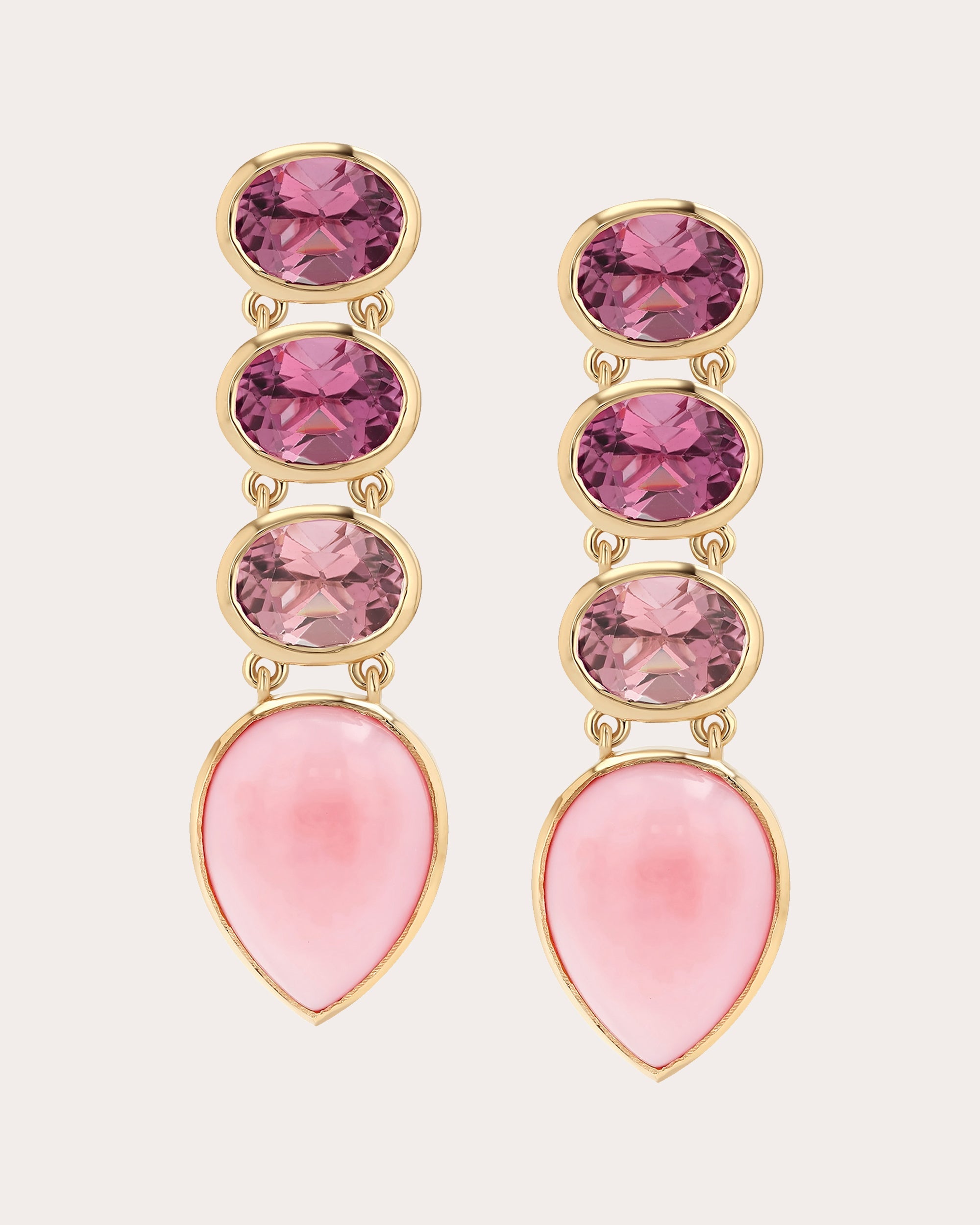 Pink Tourmaline & Opal High Purpose Drop Earrings